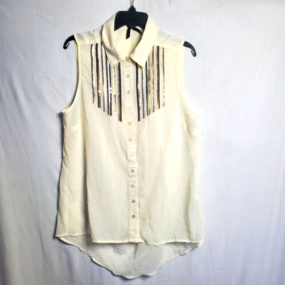 Ali & Kris plus size sz 1X cream with sequins sleeveless dress tank top